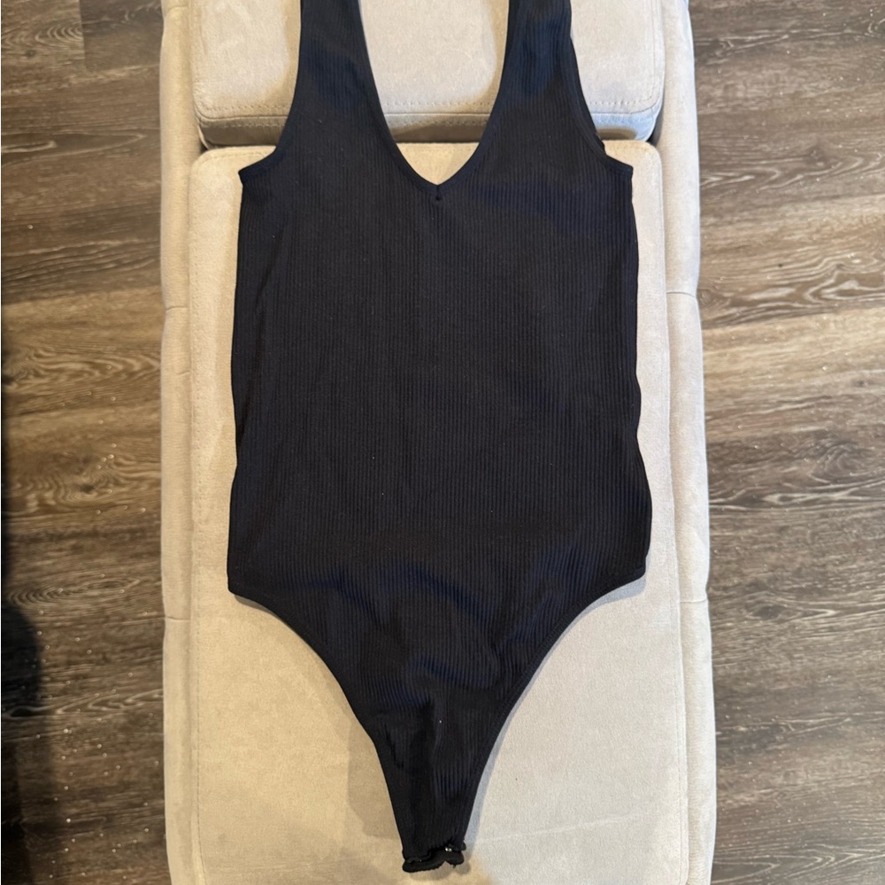 Justify Black Ribbed Bodysuit